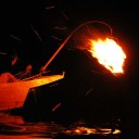 どこかの河原で。そして炎。　fire, to be continued
