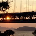 瀬戸大橋と夕日