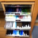 トンボ玉　ソーダガラスと鉛ガラス