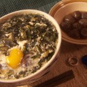 高菜とんこつ生ラーメン♪ピリ辛蒟蒻♪サツマイモの甘煮♪