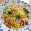 ベーコンとブロッコリーのローズマリー風パスタ。