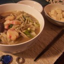　具沢山のほうとう・たくあん・高野豆腐☆