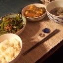 青椒肉絲＆麻婆春雨＆ごぼうのお味噌汁定食♪♪