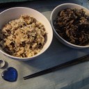 ∞　朝のしっとりカノジョごはん　‐　ひじきのご飯とひじきの煮物∞