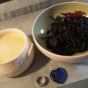 ФфФфФ　唐辛子のアクセントつき♪いかすみパスタにコーンスープ☆　ФфФфФ