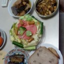 散歩後の朝食。