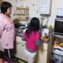 終業式（給料日）お好み焼き（イチゴクレープ）。お好み焼き