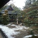 Snow-Covered Temple Garden
