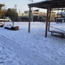 大雪の残る中での一日