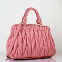 2017新作 MIUMIU バッグ ミュウミュウ MIU MEGA ミュウ メガ ピンク レディース ゴールドロゴ トートバッグ ショルダーバッグ 2way
