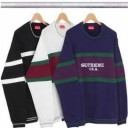 シュプリーム 通販 激安 SUPREME Center Stripe Crewneck パーカー ホワイト コットン生地 ストリート 男女兼用.