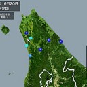 【 幌延 Ｍ ４．１ 】（震度３）／（ 札幌 ０．０ ３８ μ 。＋ １６ ℃ ）。　（時間切れ　０８：２０）。