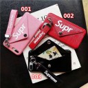 女子にオススメ！SUPREME 鏡面 iPhoneXカバー iphone8ケース 財布付き ピンク 超可愛い！