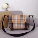 2018新作入荷BURBERRYバーバリー コピーラージレザートリムヴィンテージチェックメッセンジャーバッグ40743601