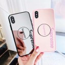 シュプリーム 個性的 iPhonexs maxケース 鏡面デザイン アイフォンxs iphone8plusペアカバー
