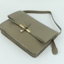 CELINE/セリーヌバッグ超美品60066-10 ショルダーバッグ グレー×金具ゴールド