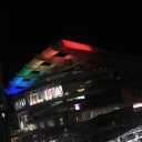満月の夜空にかかった虹