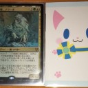 紙の猫と戯れる