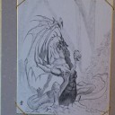 【墨絵】《高みのドラゴン/Exalted Dragon（EXO）》と《パリンクロン/Palinchron（ULG）》