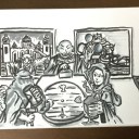 うぅ〜ん、やっぱり墨で描くと時間がかかりますねぇ