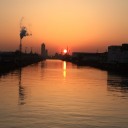 木津川運河から見る夕日