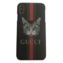かわいい iphoneXs/XsMAX/Xsグッチブランドケース 猫とufo刺繍が個性的