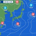 ★【 広島 ３８ ℃ 】★／【 台風９号 】湿った空気が西日本に流れ込む。
