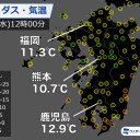 ★【 福岡 】（大欠測）★／【 12月 中旬 並みの 寒さ 】★